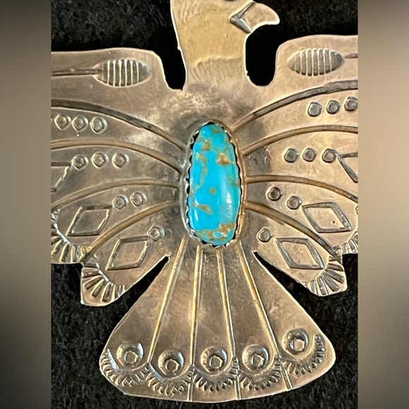 THUNDERBIRD STERLING SILVER NECKLACE - NATIVE AMERICAN MADE - Picture 4 of 11